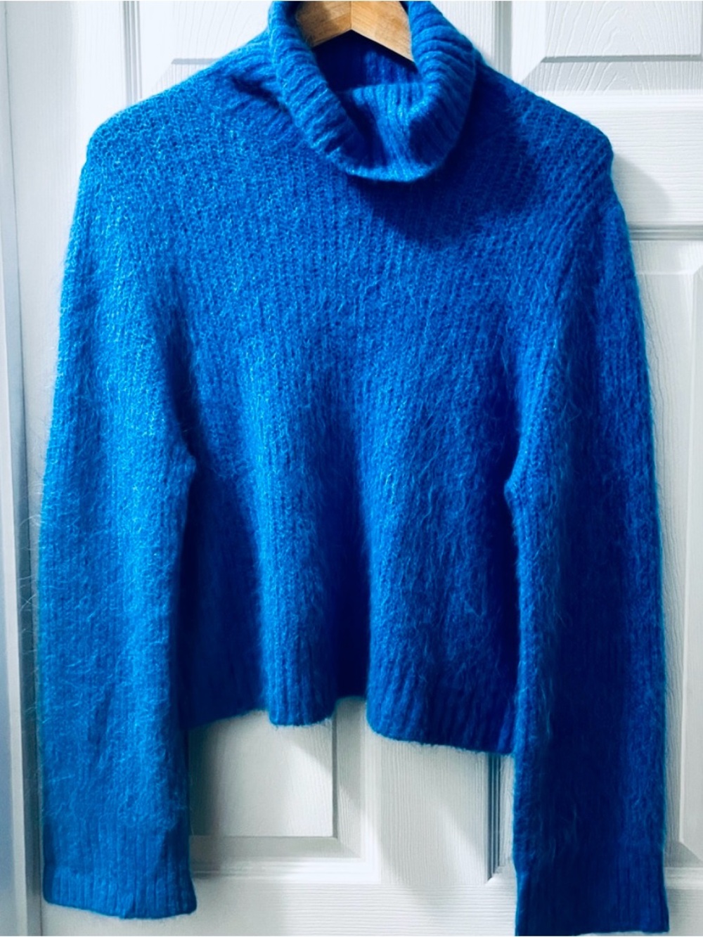 Icône par Simons Alpaca Blend Turtleneck Sweater Cobalt Blue Size L